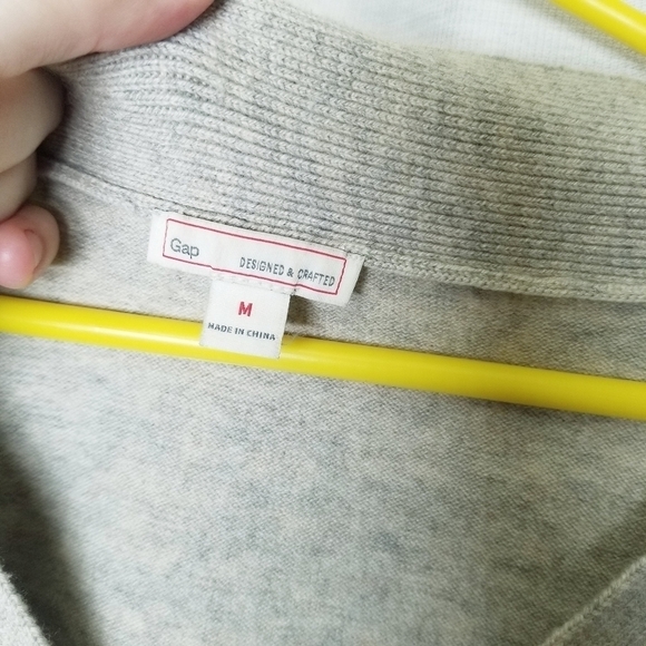 Gap V Neck Sweater Heathered Knit Tan tunic Wool Blend Oversized Size Medium - Picture 11 of 13